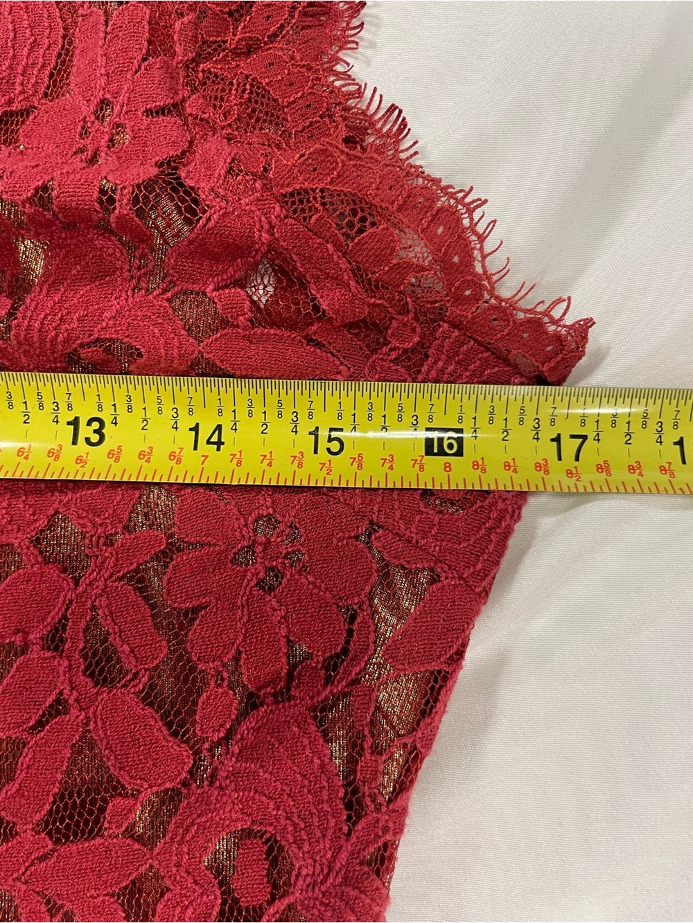 Greylyn Red Lace Fit & Flare Dress Gold Lining Romantic Cocktail Medium - Picture 6 of 10